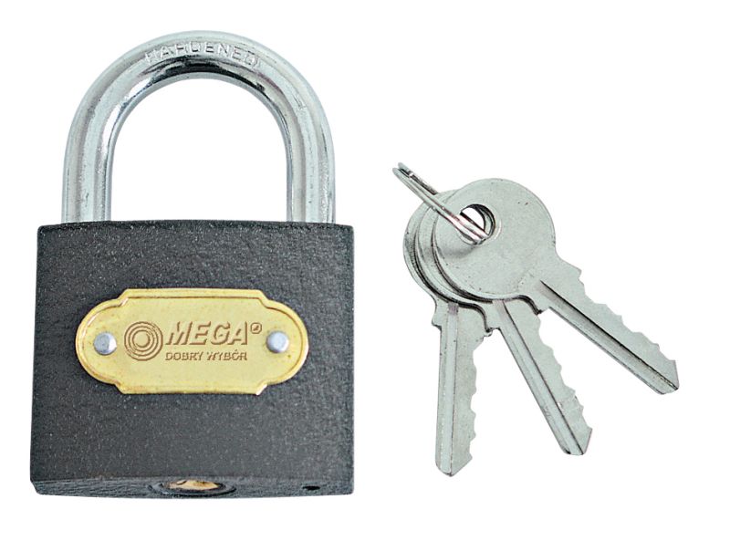 Grey Casting Iron Padlock 75 mm Heavy Type. Chrome Plated Hardened Shackle 3 Keys. Packed On Sliding Card