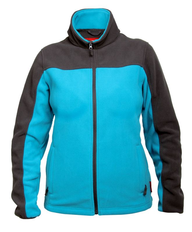 Ladies Fleece Jacket, Turquoise and Grey, l , CE, LAHTI