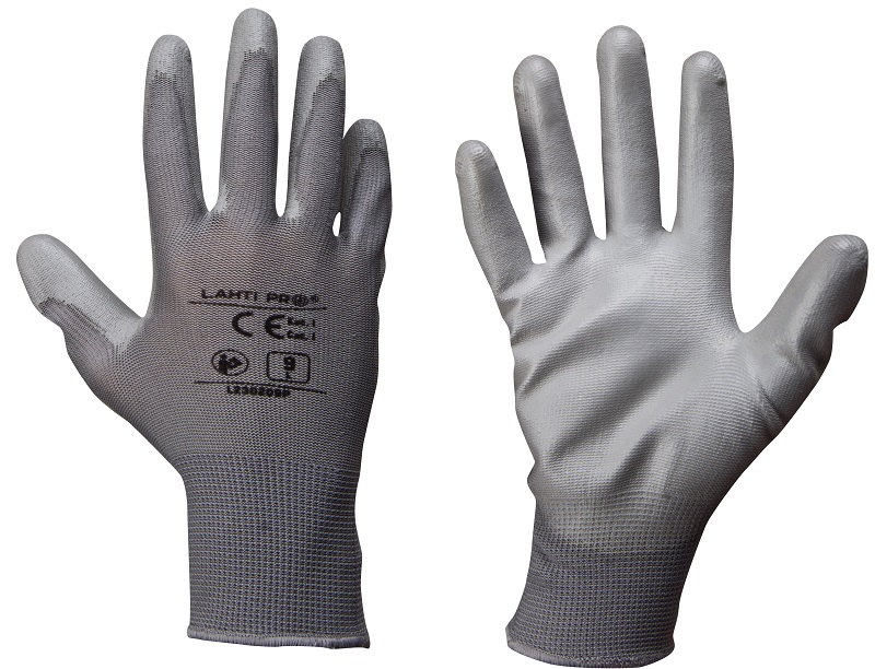 Handskar poliuretan grå L230210P, 12 PAIRS, 10 , CE, LAHTI