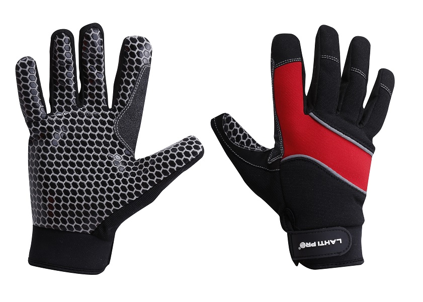 Gloves Anti-Slip Black-Red L281108 P, Card, 8 , CE, LAHTI