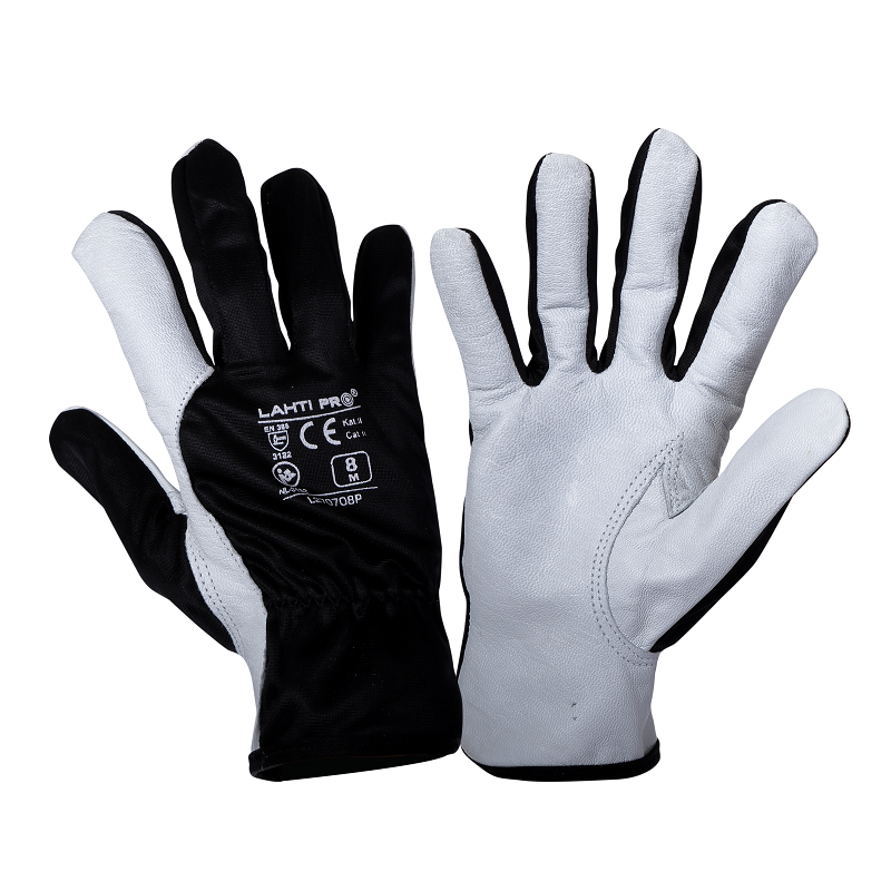 Gloves Goat Leather Black L270708 P, Card, 8 , CE, LAHTI