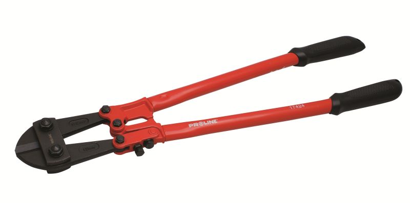 Heavy-Duty Bolt Cutter, Max Cut Diameter 10 mm, Length 600 mm, Cr-Mo Jaws, Rubber-Coated Steel Handles, Orange Body, Proline