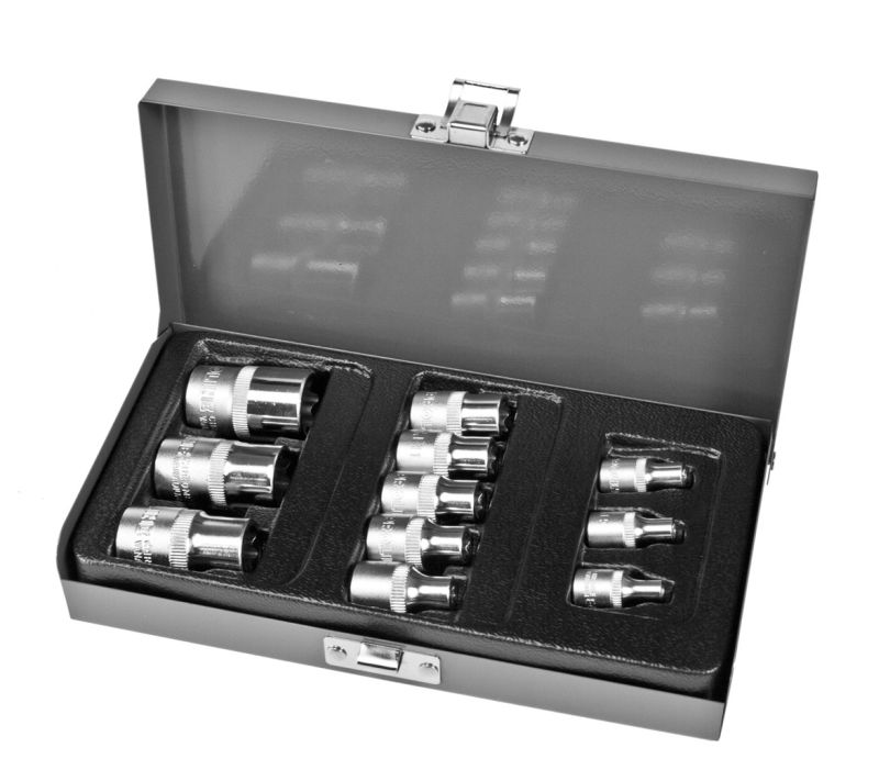 TORX Socket set 11 Pieces - 1/4, 3/8, 1/2, TORX E4-E20, Proline