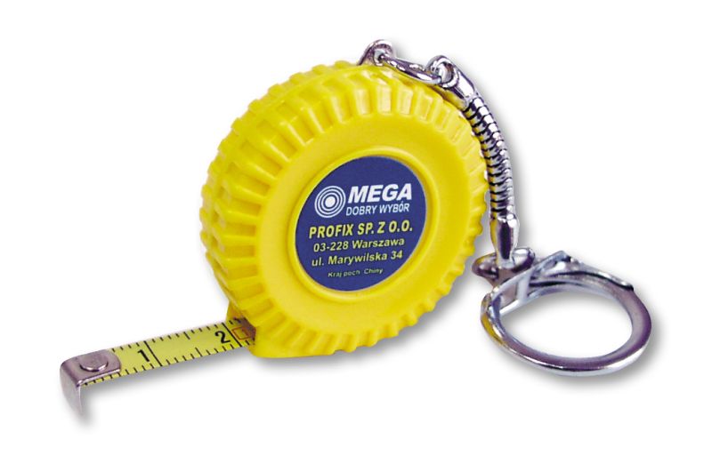 Keyring with 1 m measuring tape, tyre shape