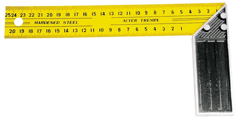 Try Square 300 mm. Cast Iron Frame - 40 mm Width. Yellow Steel Blade Hardened 1, 0 mm Thick.