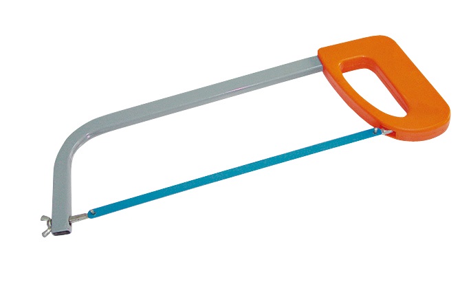 Ram för bågfil 300 mm, fyrkantight gråmålad ram, plast orange handtag, UTAN sågblad