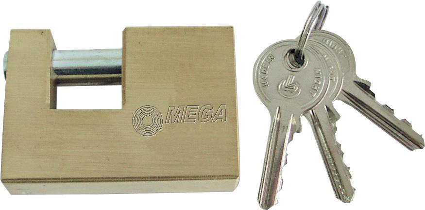Close Shackle Brass Padlock 65 mm. Shackle Chrome Plated, Hardened 10 mm Dia, Dist. 20 mm.