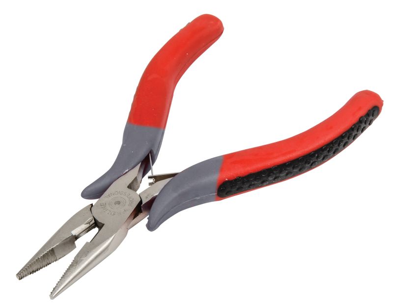 Combination Pliers 120 mm with Side Cutter and Spring, Rounded Jaw, Textured, Drop Forged, Hardened, Satin Finish, Red Plastic with Black Anti-Slip Grip, Proline