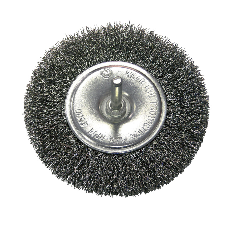 Crimped Wire Wheel Brush FI=63 mm, 6 mm Shaft