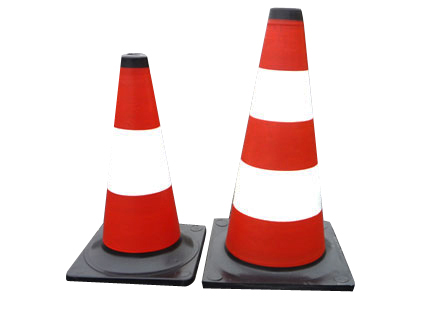 White-red road bollard 50 cm, reflective