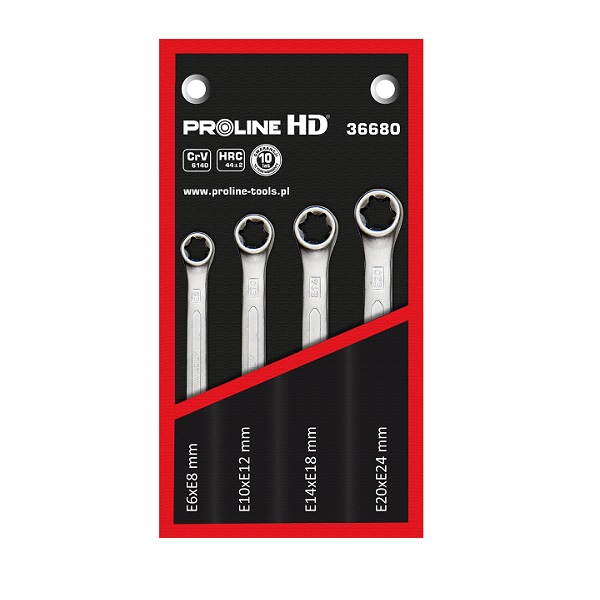 Ring Spanner set TORX E6-E24, 4 Pieces, PROLINE HD