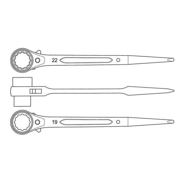 Ratchet Scaffold Spanner 19 x 22 mm, Proline