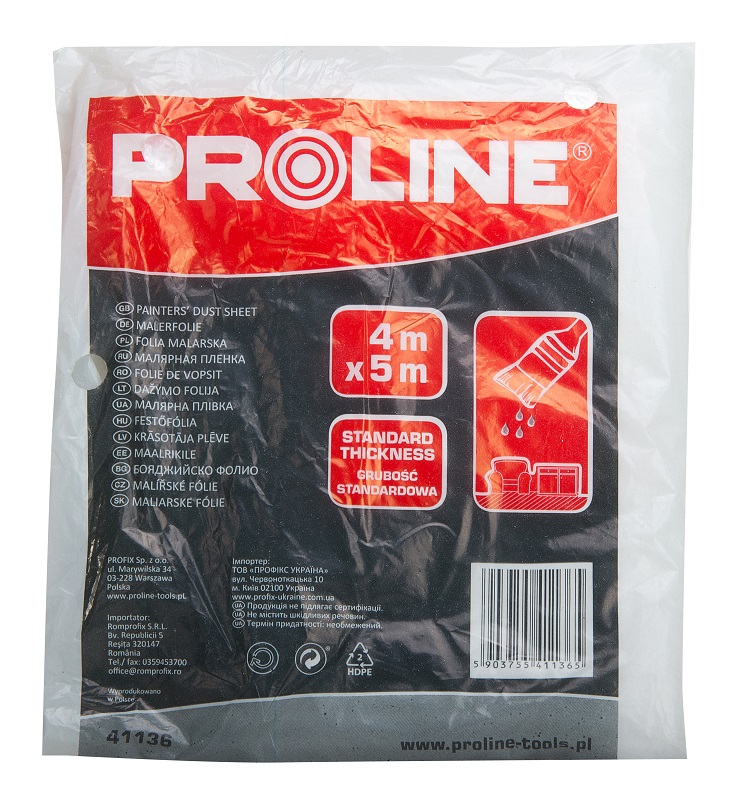 Painters Dust Sheets, Thin, 4 x 5m, HDPE, Proline