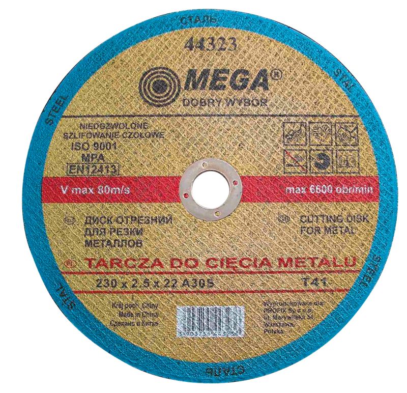 Cutting Disk for Metal, T41, 18 0 x 2.5 x 22A30S Mega
