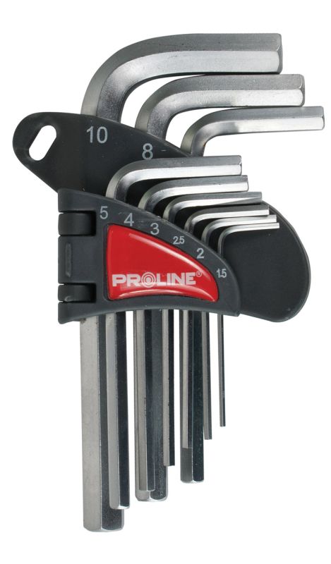 HEX Key set 9 Pieces, CV Steel, 1.5; 2.0; 2.5; 3.0; 4.0; 5.0; 6.0; 8.0; 10.0 mm, Proline
