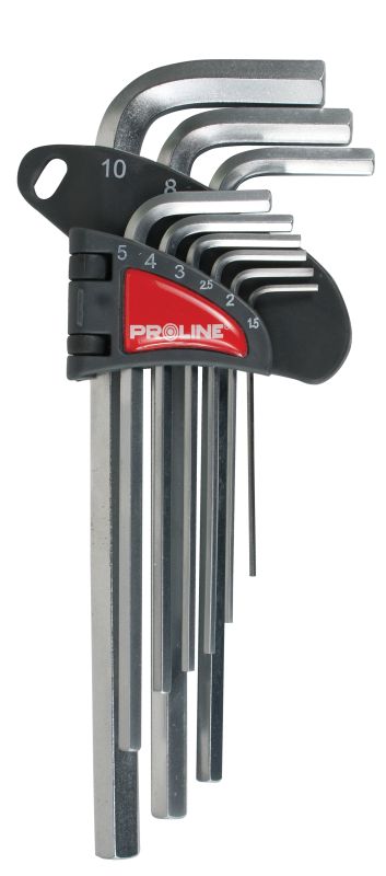 Extra Long HEX Key set 9 Pieces 1.5-10 mm CV Steel, Proline