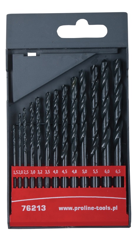 HSS Twist Drill set 13 PCS 1.5-6.5 mm DIN338, Black, Proline