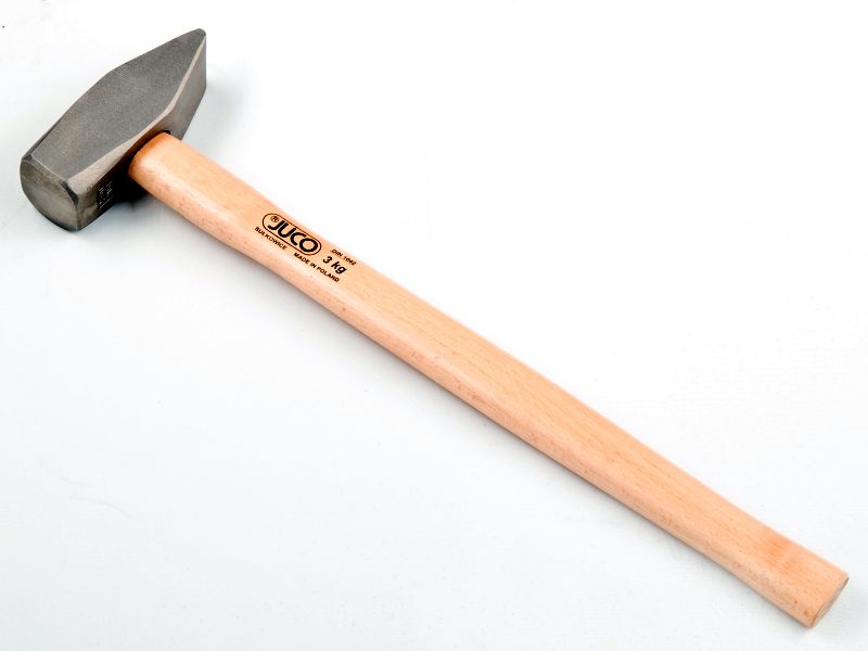 Machinist Hammer 5.0 kg, C45 Steel, Wooden Handle