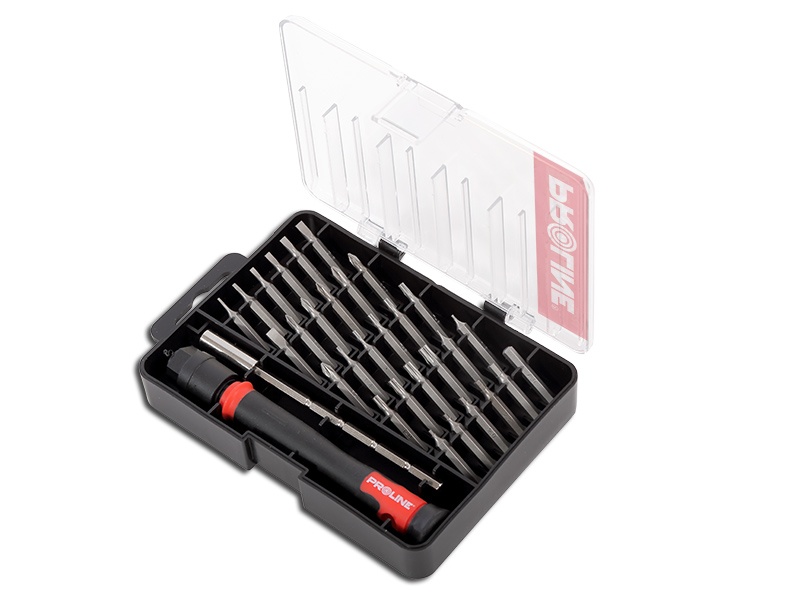 Precision Screwdriver set with 30 Interchangeable Bits, Proline