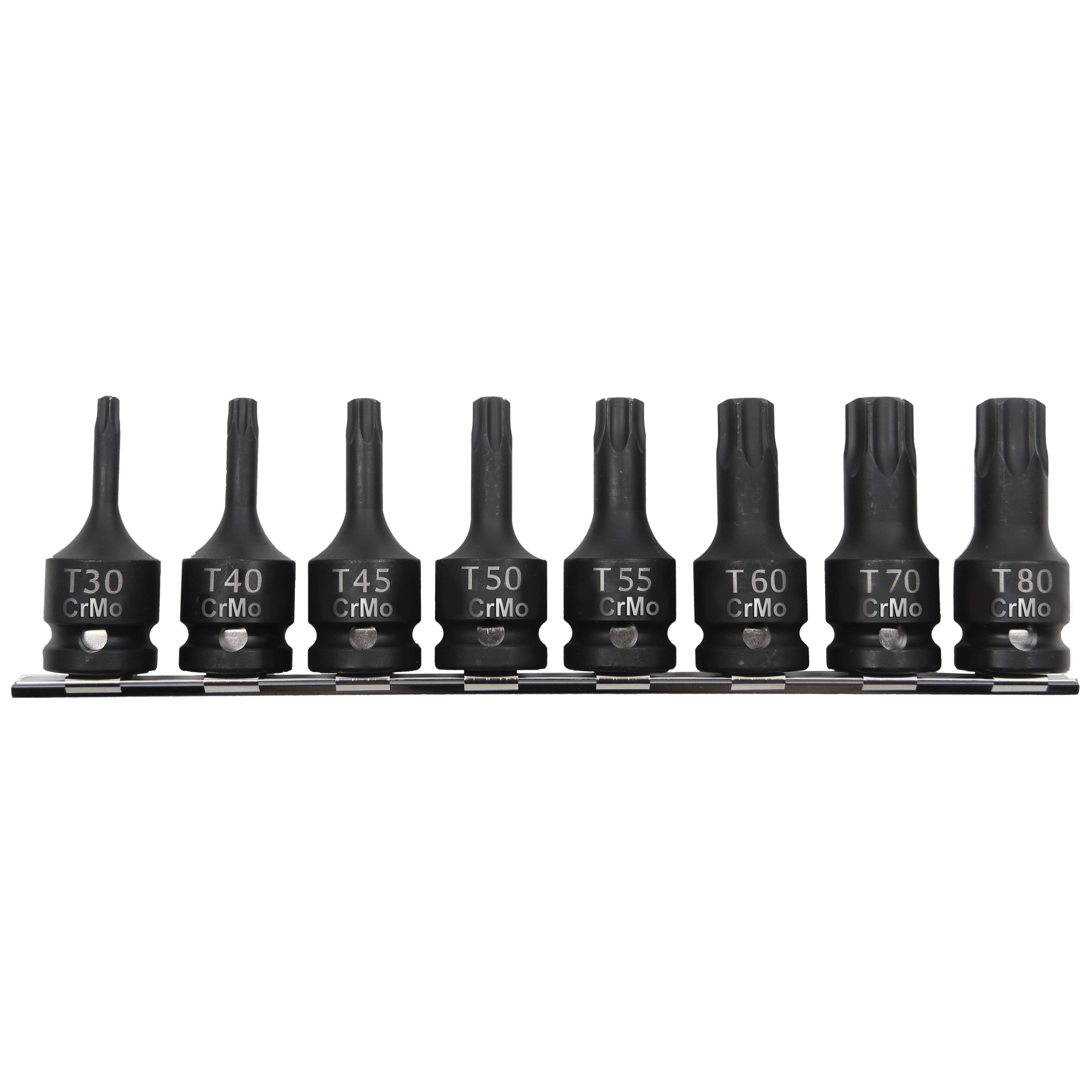 Bits, slaghylsa TORX 1/2, sats 8st T30-T80, Proline