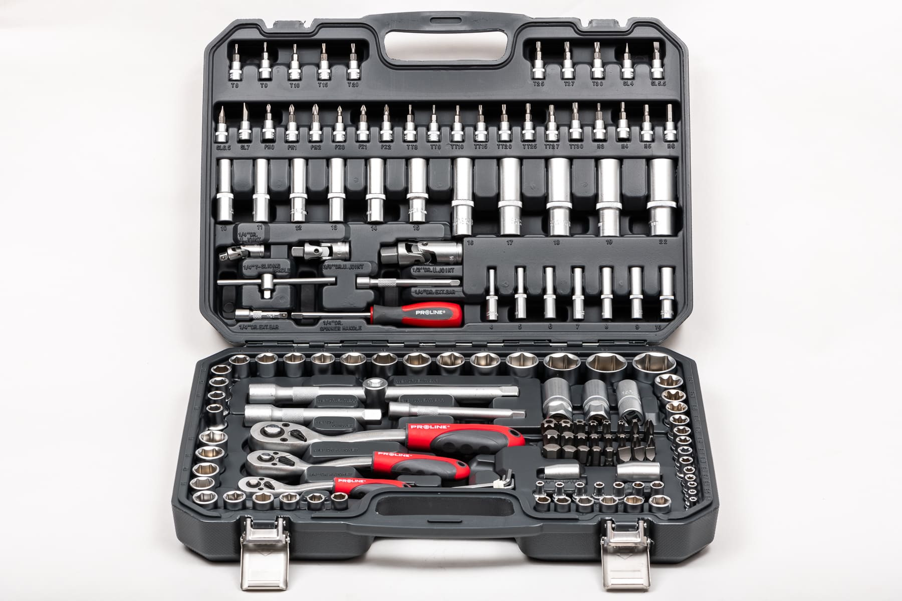 Socket set 150 pcs 1/41/23/84-32 mm, Proline