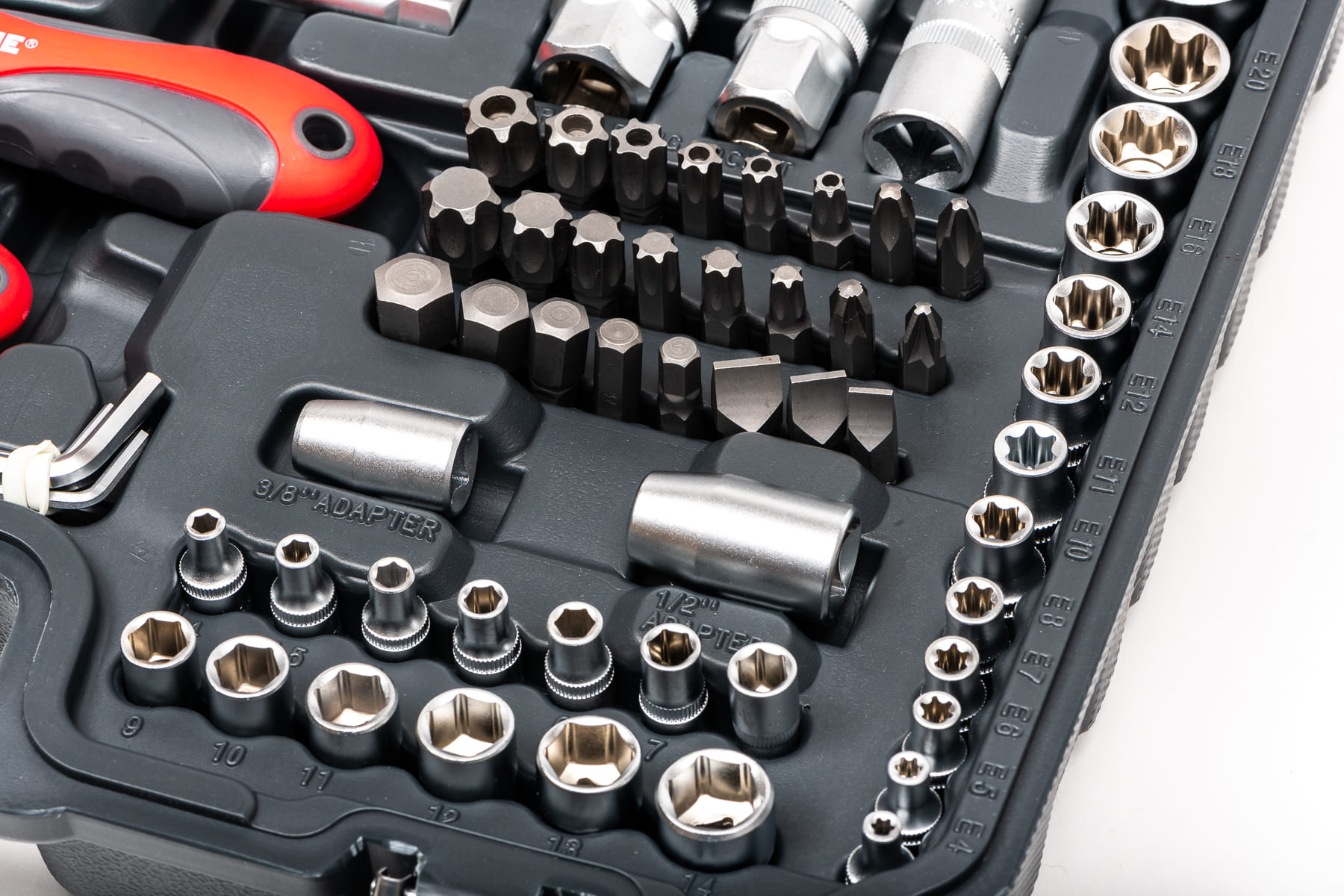 Socket set 150 pcs 1/41/23/84-32 mm, Proline