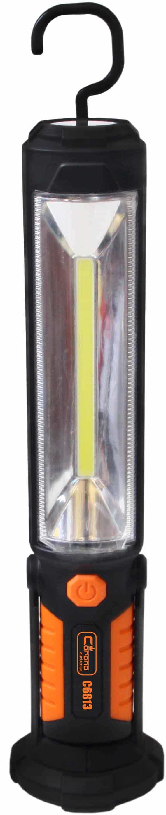 Starkt arbetslampa COB LED 450LM + 25LM varningsblink, laddbar, magnet och krok, USB