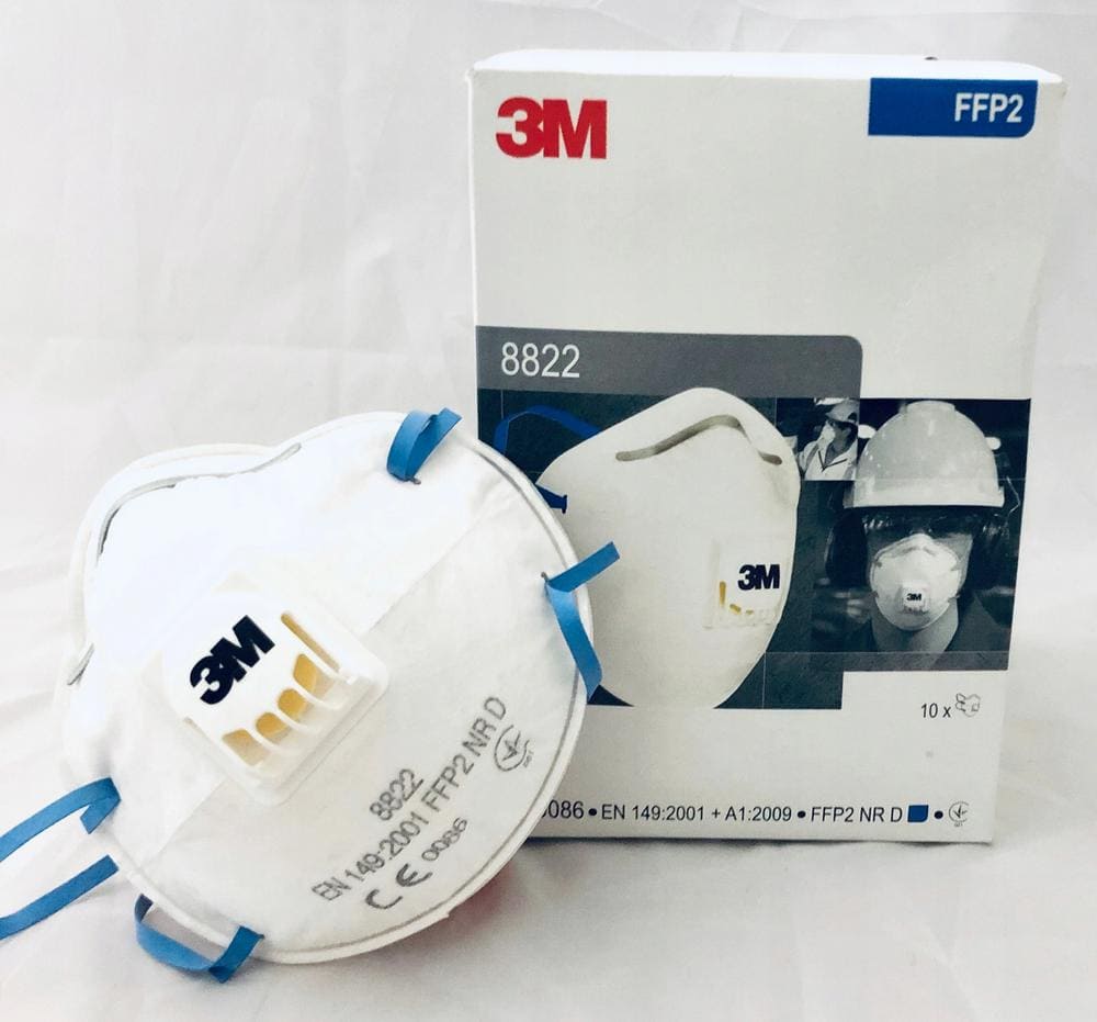Andningsskydd 1st, andningsmask 3m 8822 skyddar mot virus bakterier m.m. FFP2, CE (minsta order 2st)