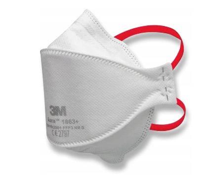Andningsskydd 1st, andningsmask 3m AURA 1863+ skyddar mot virus bakterier m.m. FFP3, CE