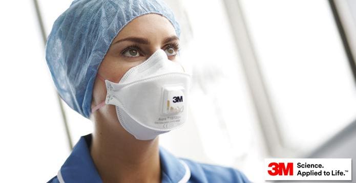 Andningsskydd, 1st andningsmask 3m™ Aura™ 1873V+ skyddar mot virus bakterier m.m. FFP3, CE