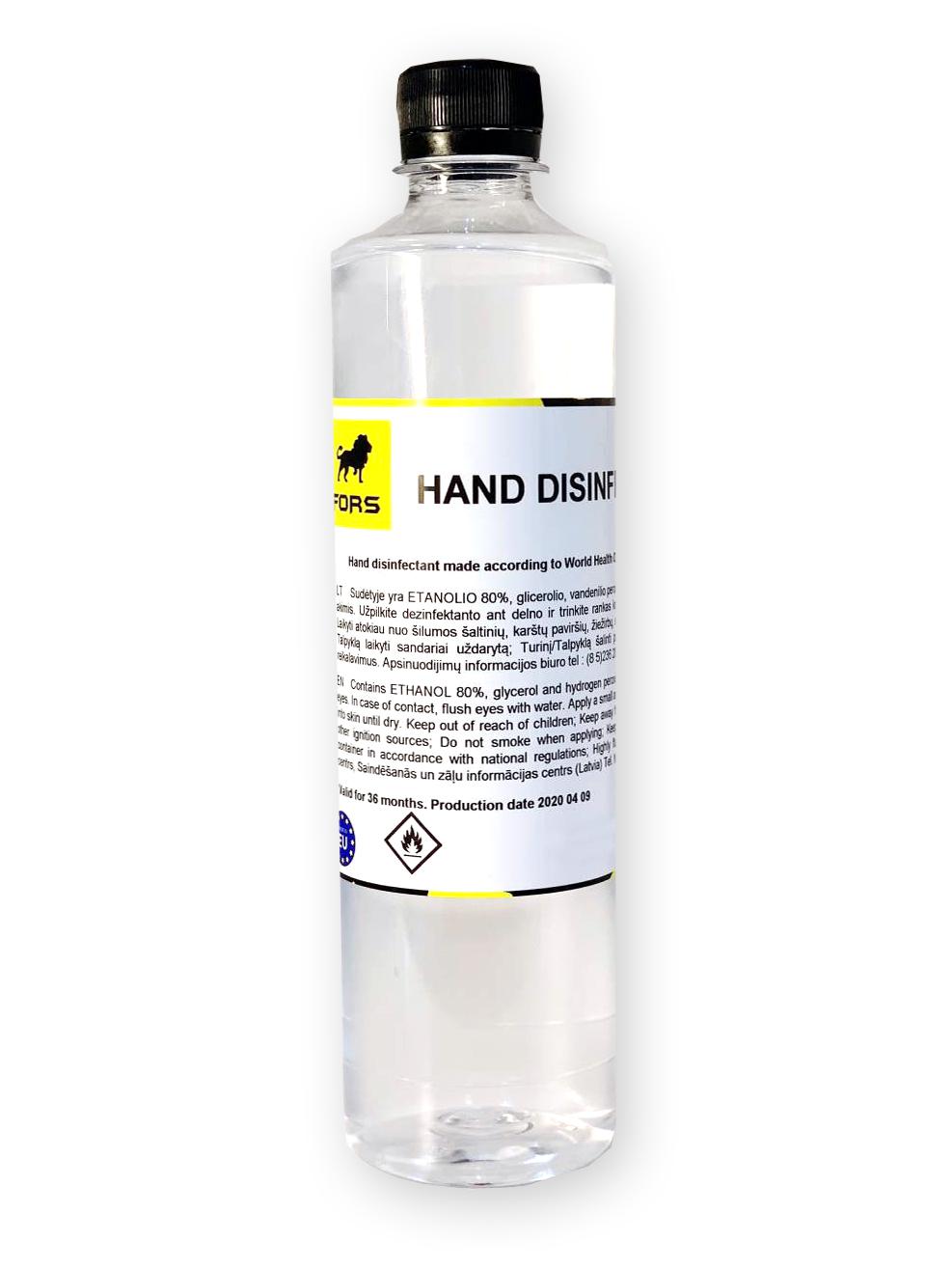 Handdesinfektion 80% 0.5L för professionell bruk, bakterier och virusdödande, Fors (säljs i 3-pack)