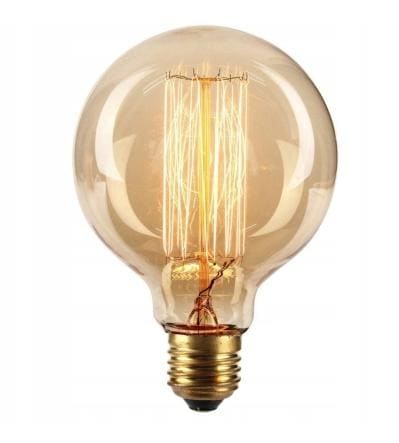 Vintage glödlampor E27 G12040W Edison 250lm, 2500K varmt gulaktigt ljus, 4st