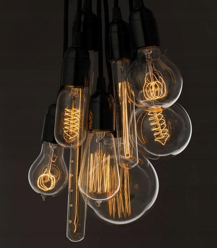 Vintage glödlampor E27 G12040W Edison 250lm, 2500K varmt gulaktigt ljus, 4st
