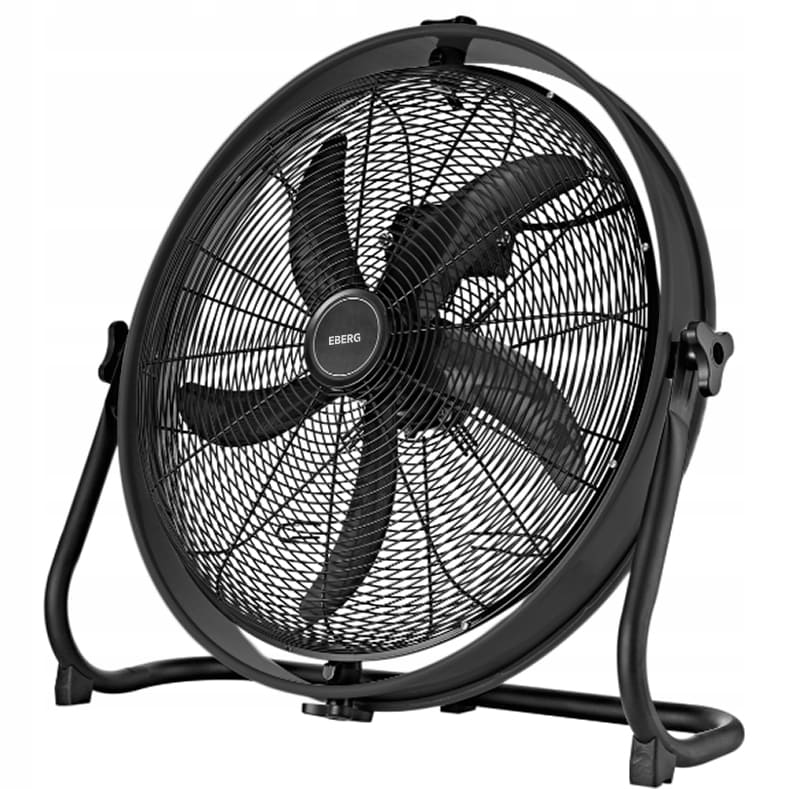 Stor kraftfull mobil industrifläkt 50 cm 130W, trumfläkt golvmodell, svart pulverlackad, 6480m³/h, EBERG EBF 20