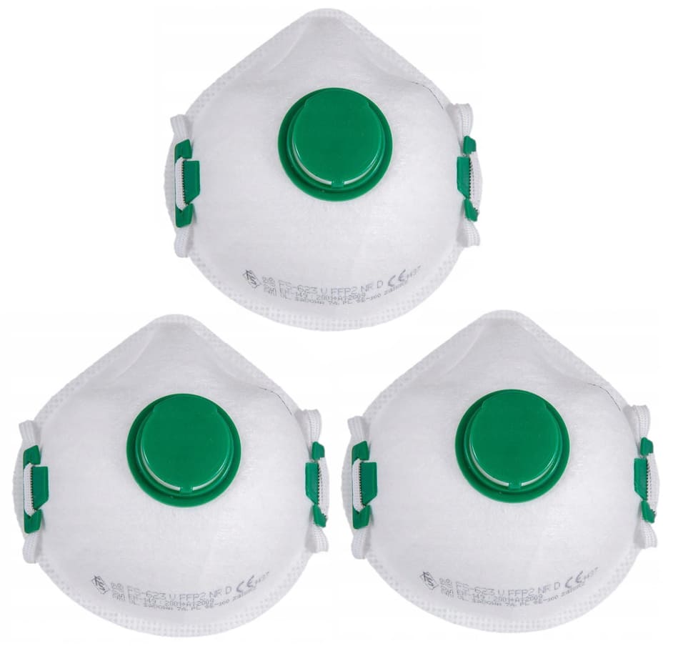 Andningsskydd 1st, andningsmask med ventil, FS-623V FFP2 NR D, CE (säljs i 3 pack)