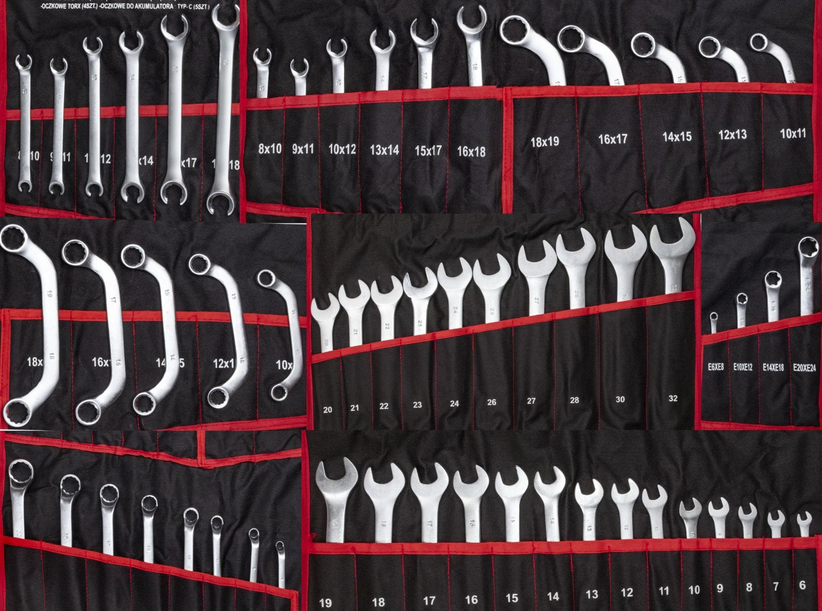 Nyckelsats 47 delar - kombinycklar, TORX, bromsnycklar, CRV stål, för professionell bruk, tygetui med fickor