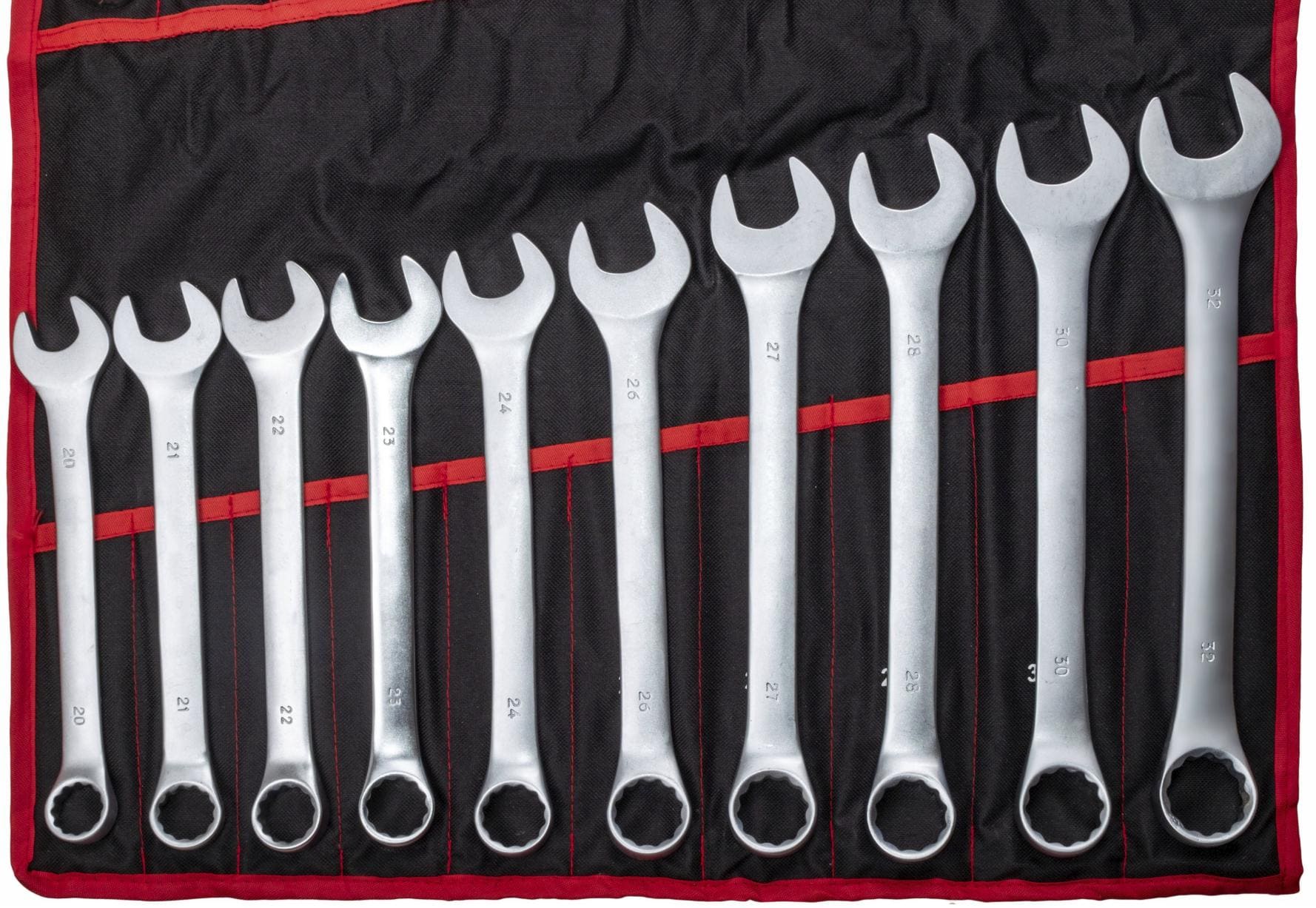 Nyckelsats 47 delar - kombinycklar, TORX, bromsnycklar, CRV stål, för professionell bruk, tygetui med fickor