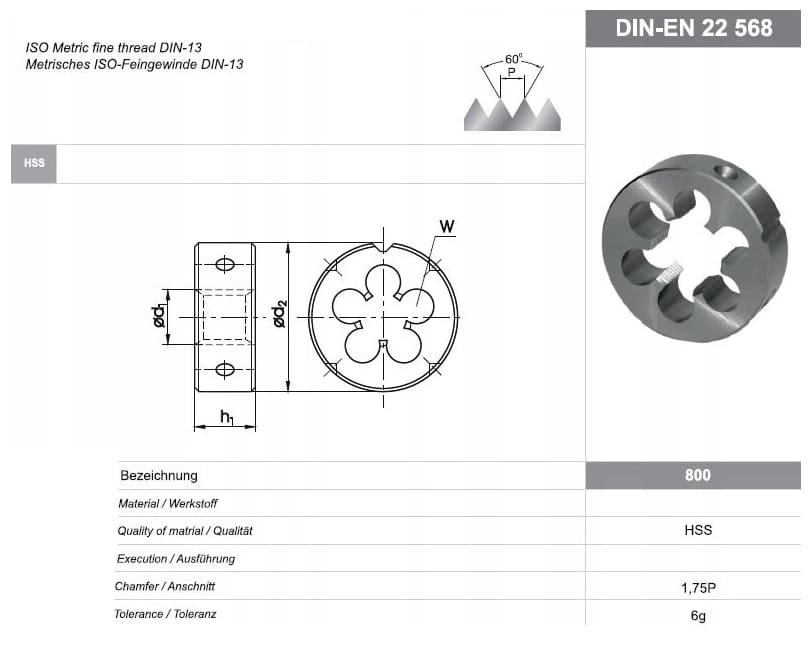 Gängsnitt M7 x 0, 75 DIN-EN 22568 HSS 800, Fanar