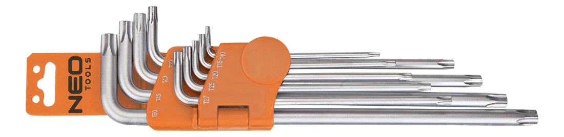 Insexnycklar 5-kantiga l-nycklar, sats 9 st. TS10 - TS50, S2, NEO Tools