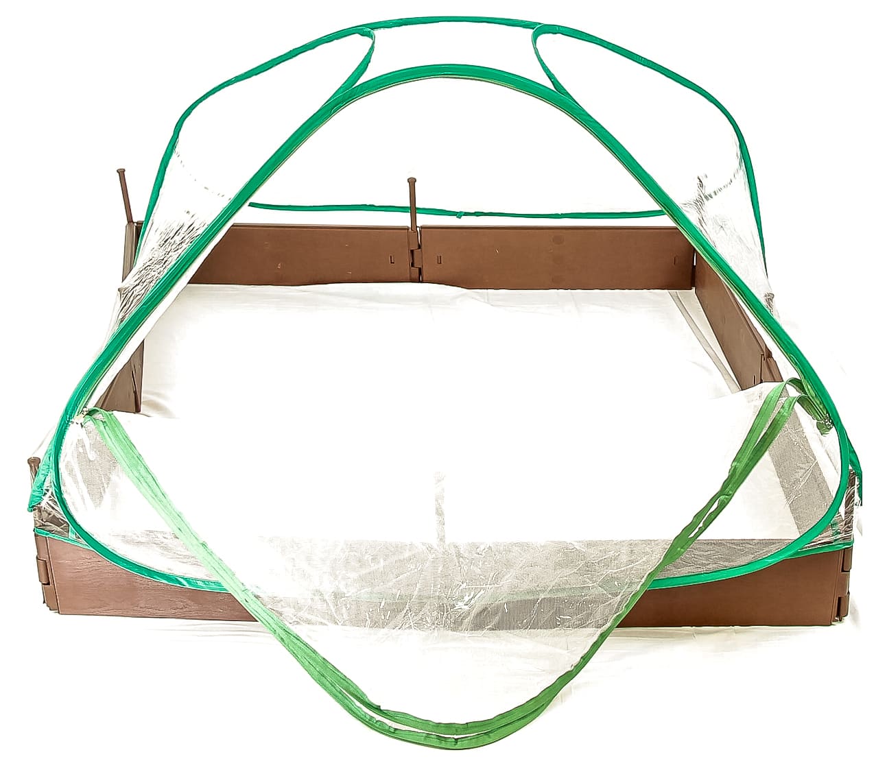 Plastväxthus med hyllor, snygg rund kompaktmodell (sexkantig) diam. 193 cm, höjd 225 cm grön transparent (odlingstält, växthustält)