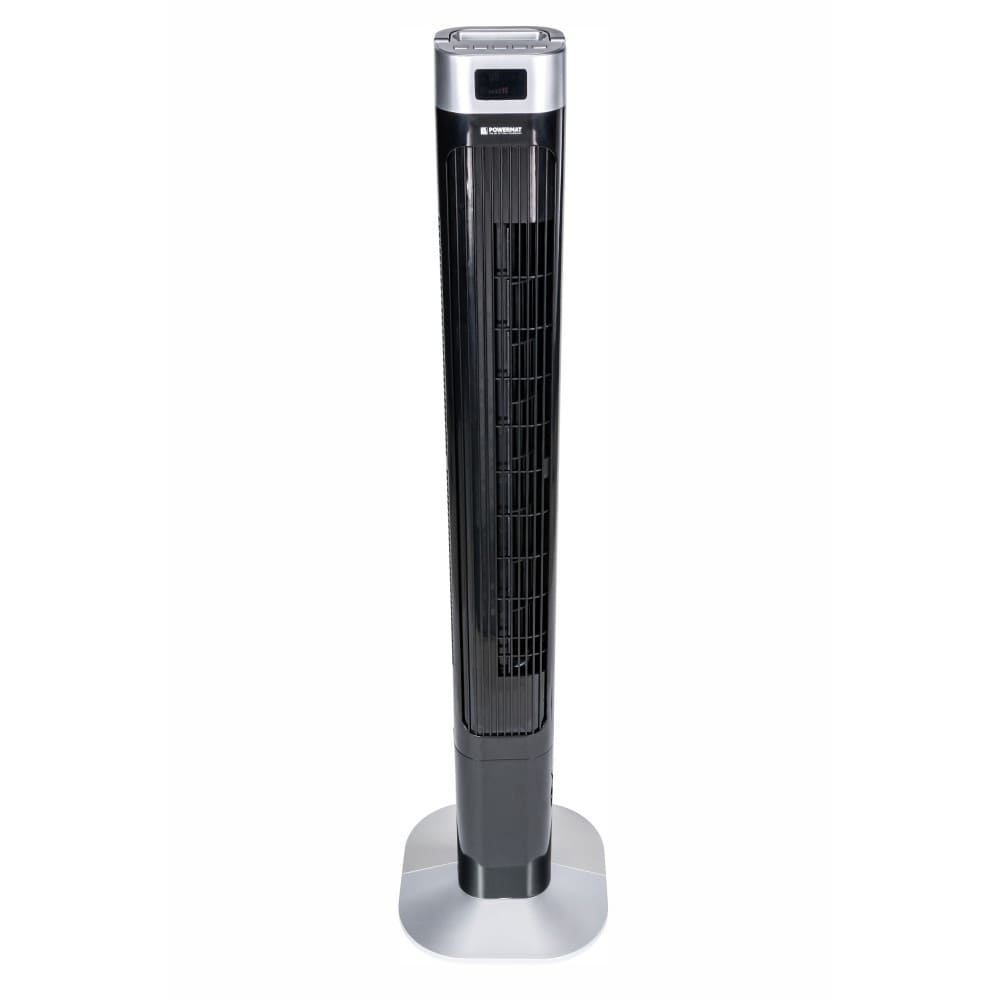 Tornfläkt, pelarfläkt 121 cm, tyst exklusiv stående fläkt, golvfläkt med fjärrkontroll, 90W, svart, Powermat Black Tower