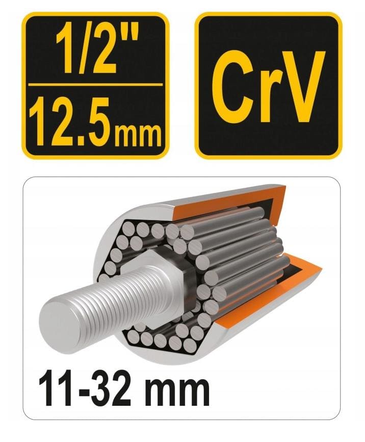 Universalhylsa 1/211-32 mm, 85 mm lång CrV, krafthylsa, Vorel