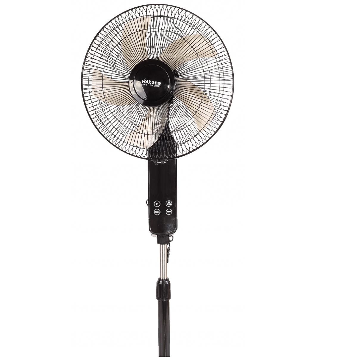 Golvfläkt med fjärr, tyst och stabil, 3 hastigheter, teleskopfot, 39 cm 50W 125 cm hög Volteno