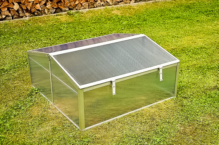 Miniväxthus, 100 x 100 x 48 cm, litet växthus av aluminium och plast, för balkong och utomhusbruk