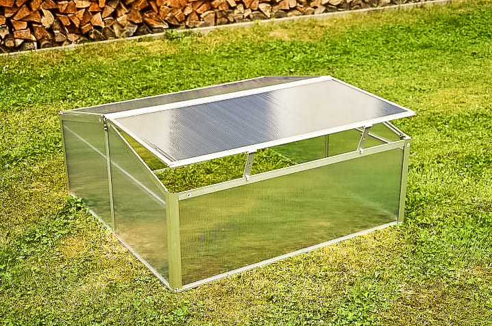 Miniväxthus, 100 x 100 x 48 cm, litet växthus av aluminium och plast, för balkong och utomhusbruk