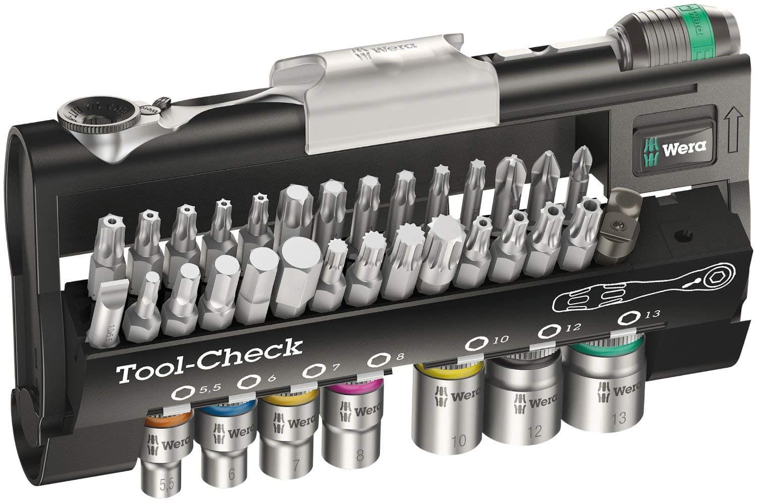 Spärrhandtag verktygsstas 38 delar, Zyklop Mini Tool-Check Automotive 1, WERA