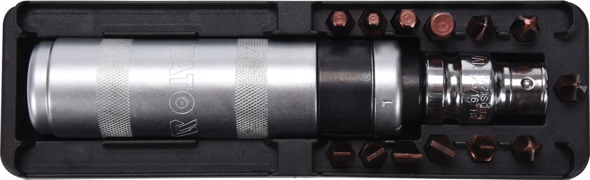 Kraftbits med magnetiskt handtag 160 mm, sats 15 delar i metallbox