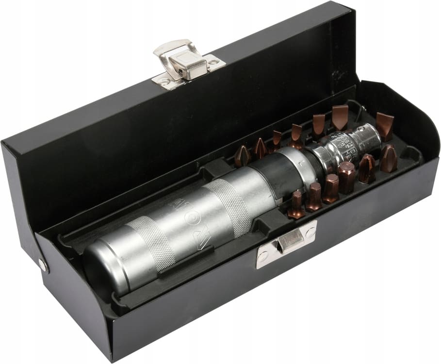Kraftbits med magnetiskt handtag 160 mm, sats 15 delar i metallbox