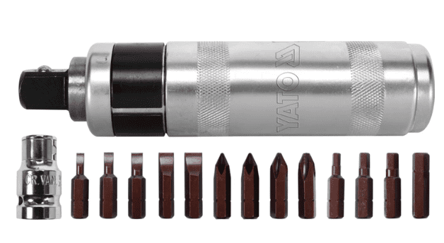 Kraftbits med magnetiskt handtag 160 mm, sats 15 delar i metallbox