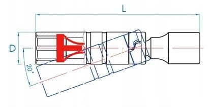 Ledad specialtändstiftshylsa 3/816 mm 12-kantig, 162 mm lång, KingTony